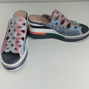 Leather Multi color wedges. Barely worn. Like new.